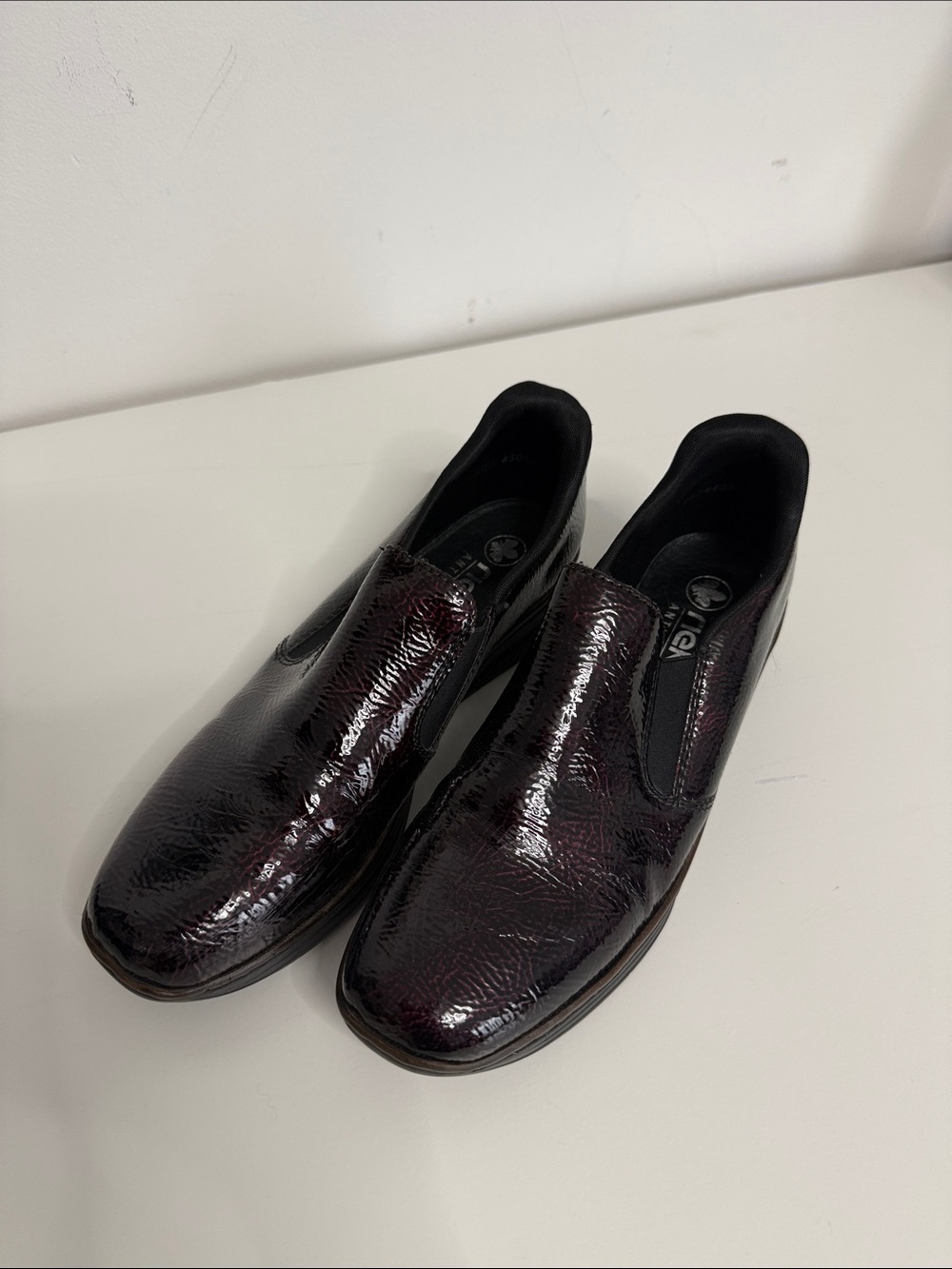 Rieker Women's Patent Slip-On Loafers in Deep Burgundy